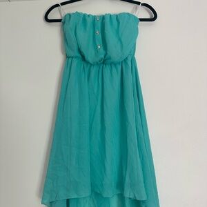 Guess Strapless Aqua Dress with Button Detail